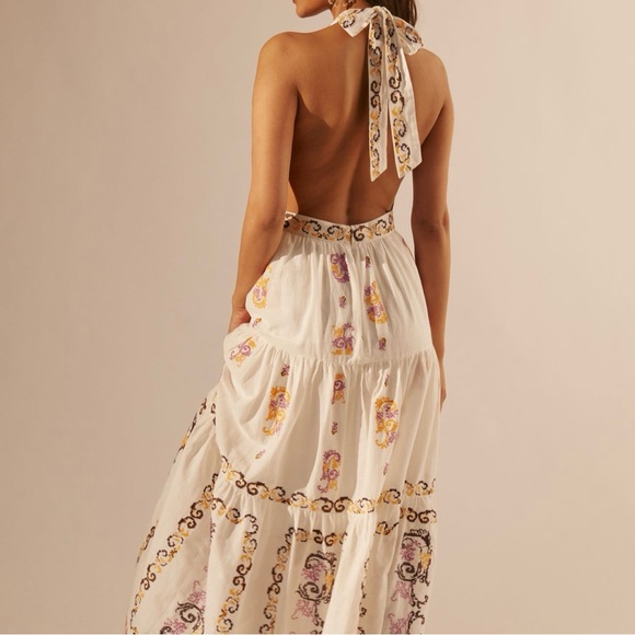 By Anthropologie Medallion Halter Maxi Dress - Picture 4 of 8